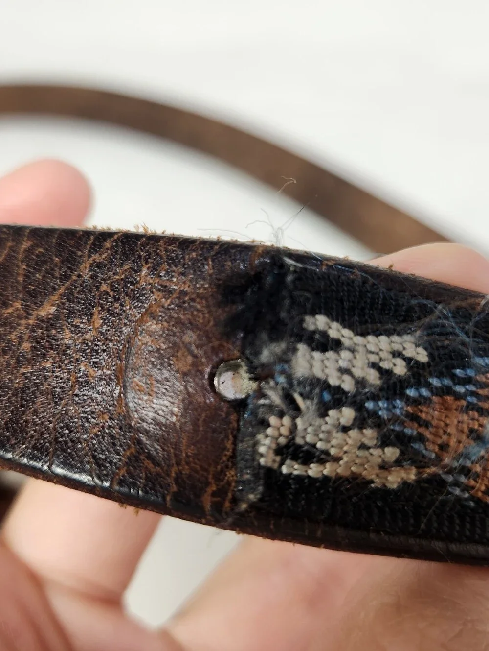 Vintage Bates Mens 38-40 Brown Leather Aztec Belt Bison Coin Concho Peruvian
